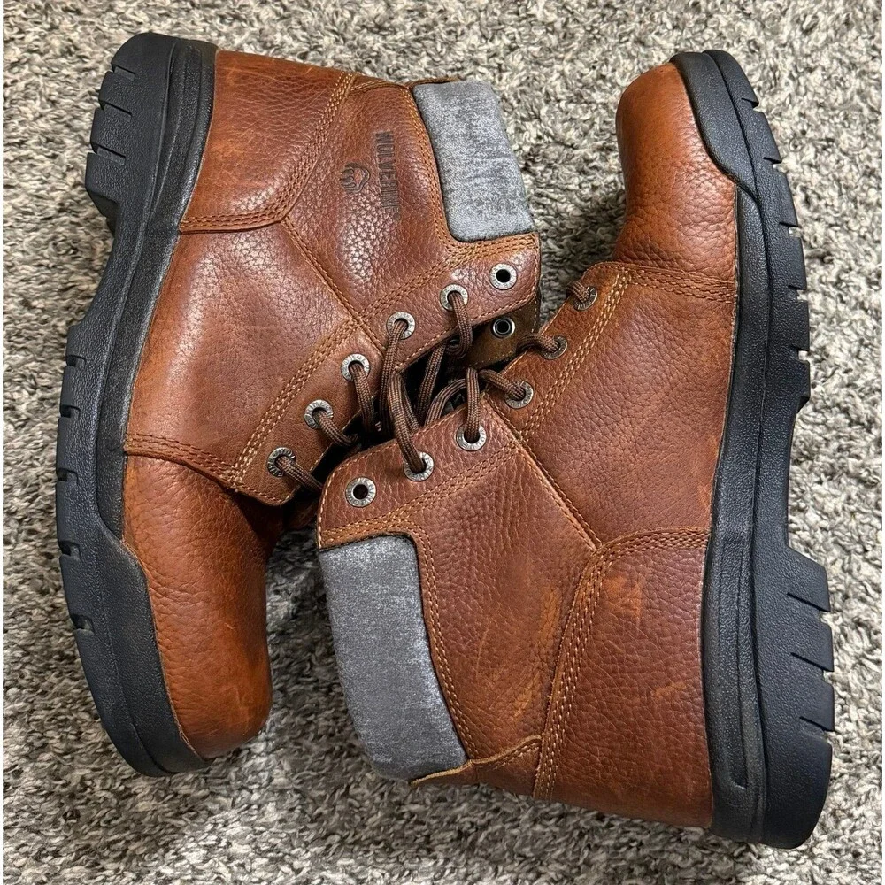 Wolverine Brown Leather Work Boots Lace Up Oil & Slip Resistant Size 12M